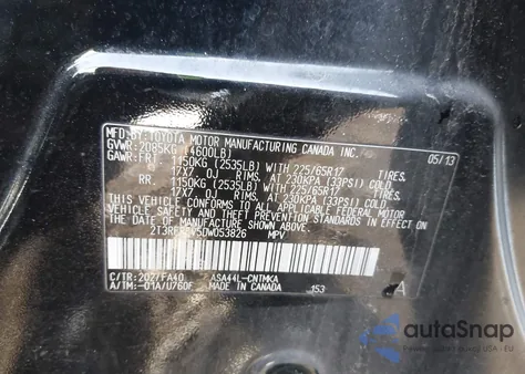 2013 Toyota Rav4 Xle from USA, damaged, VIN 2T3RFREV5DW053826